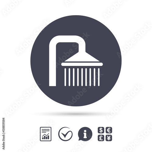 Shower sign icon. Douche with water drops symbol.