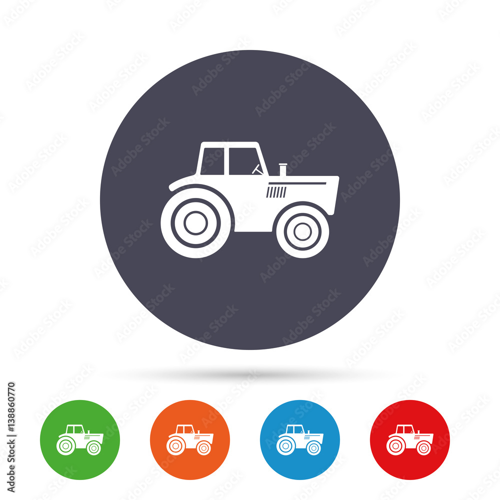 Tractor sign icon. Agricultural industry symbol. Tractor sign icon. Agricultural industry symbol.