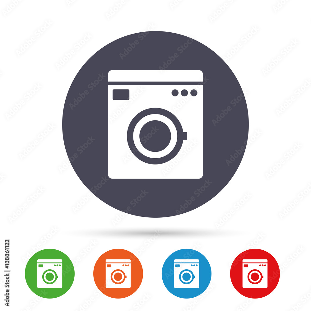 Washing machine icon. Home appliances symbol.