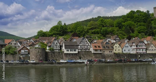 Ancient town village of HIRSCHHORN in Hesse district of Germany on banks of Neckar river, Hesse, Germany, Mai 2016 photo