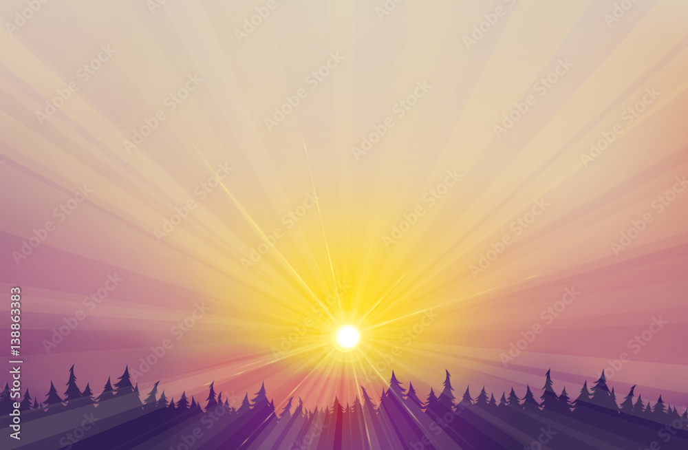 Obraz premium Vector sunset background.