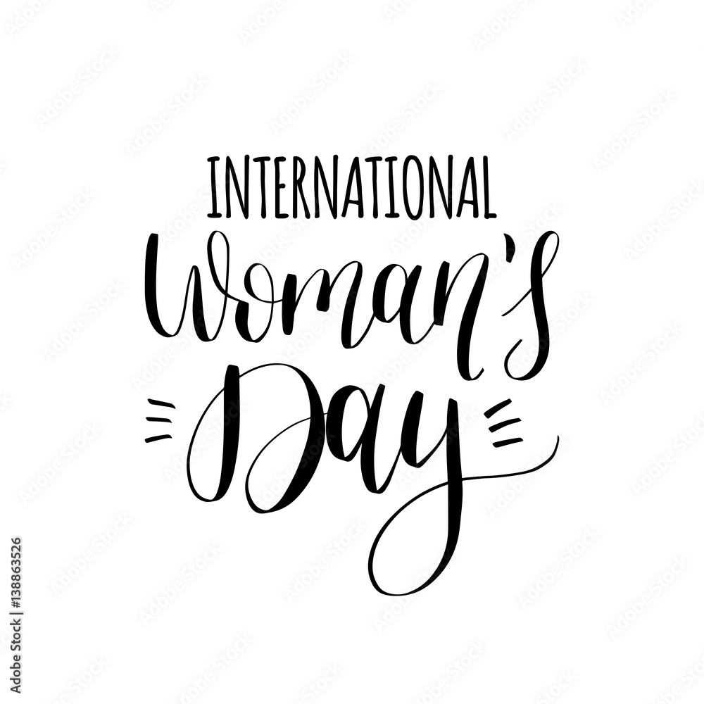 Happy Womans Day Handwritten Lettering Card On White Background Vector 8 March Curly 9835