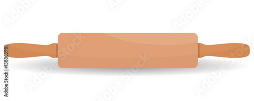 Domestic kitchen rolling pin made of wood isolated on white