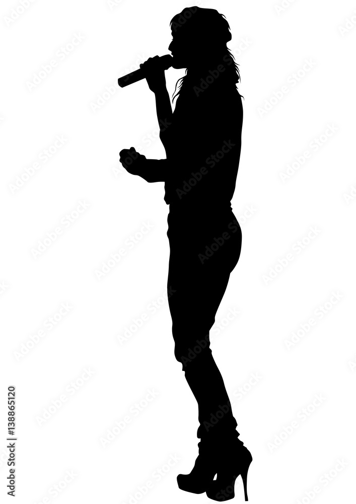 Singer women in pop style on white background Singer women in pop style on white background