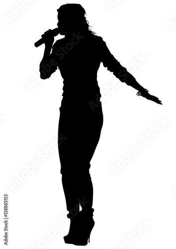 Singer women in pop style on white background