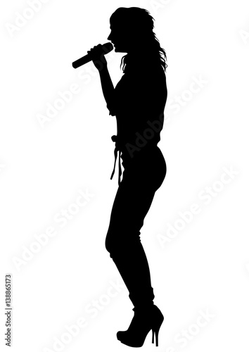 Singer women in pop style on white background