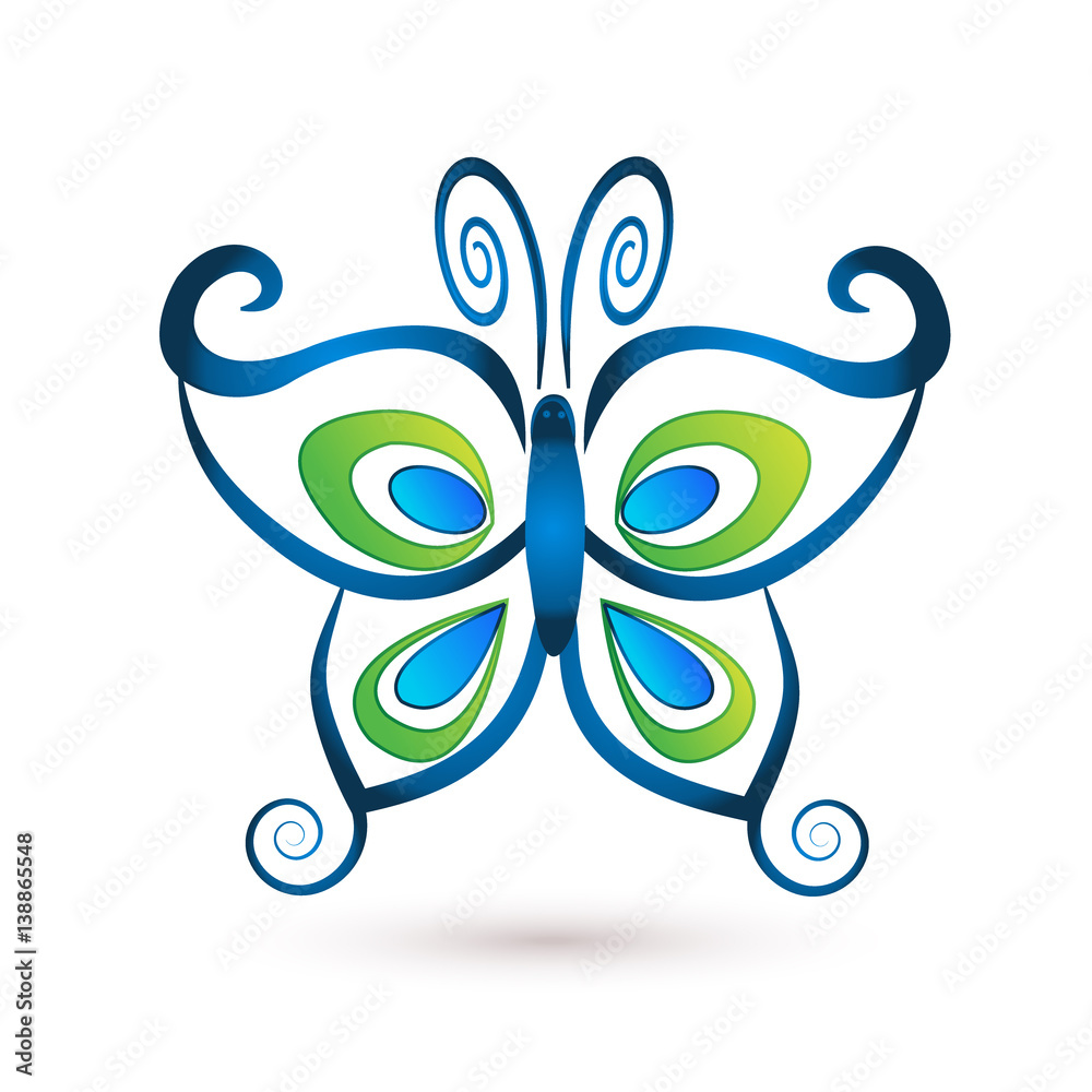 Blue butterfly logo Stock Vector Adobe Stock