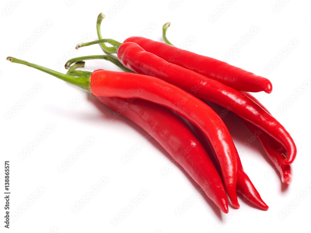 red hot chilli peppers isolated on white background