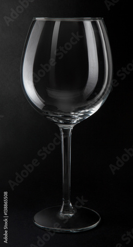Empty crystal glass for wine isolated on black background with clipping path. 