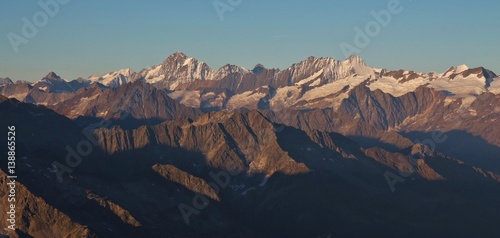 Mount Bietschhorn and other mountain ranges seen from mount Titlis.