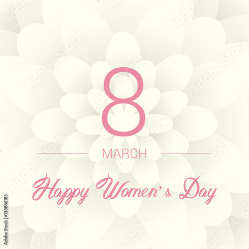 8 March. Floral Greeting card. International Happy Women's Day. Paperholiday background with space for text. Trendy Design Template. Vector illustration.