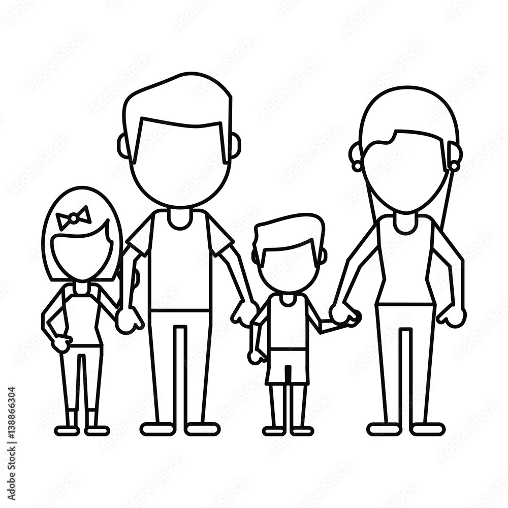 family parents son daughter thin line vector illustration eps 10 family parents son daughter thin line vector illustration eps 10