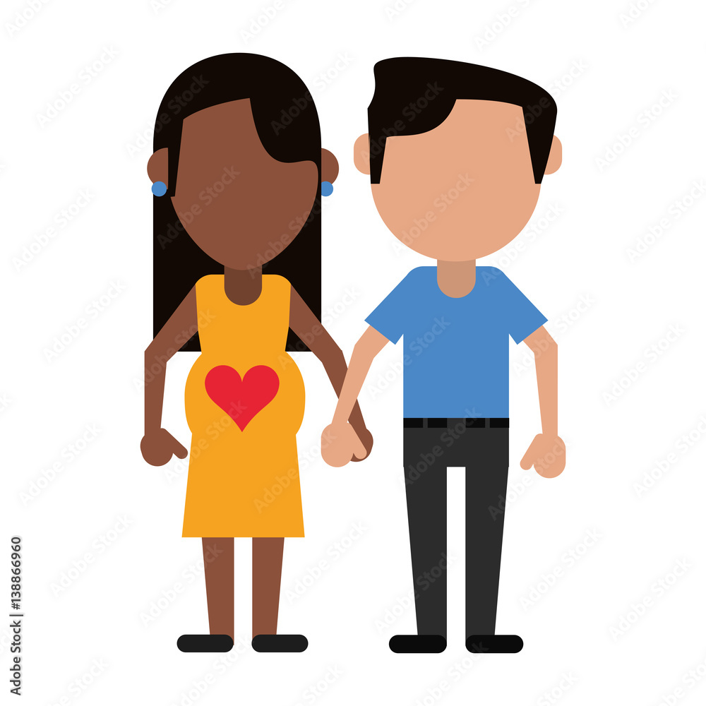pregnant couple hing hands vector illustration eps 10