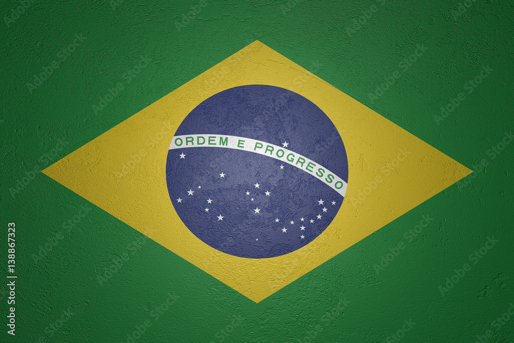 Obraz premium Flag of Brazil on stone background, 3d illustration
