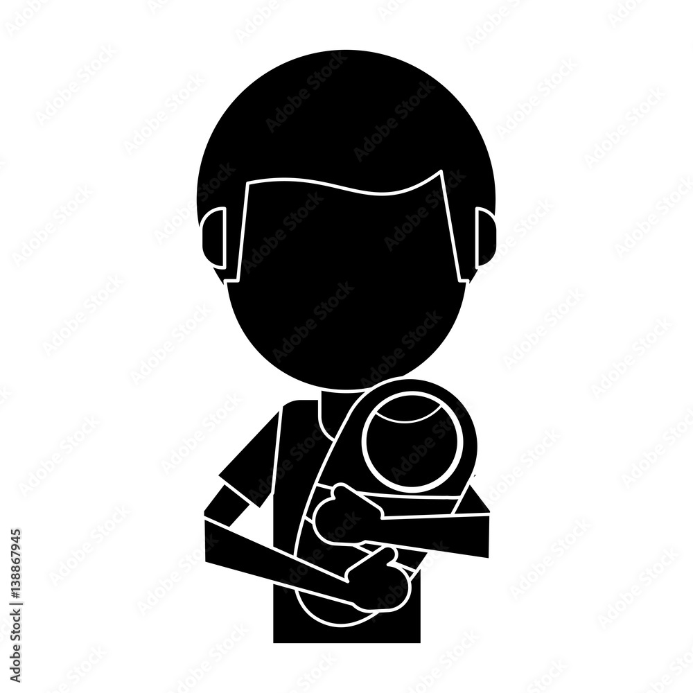 dad carrying her baby pictogram vector illustration eps 10