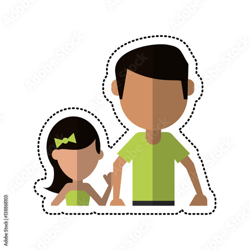 cartoon father and daughter holding hands vector illustration eps 10
