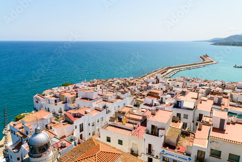 Aerial Panoramic View From Papa Luna Castle Of Peniscola City In Spain