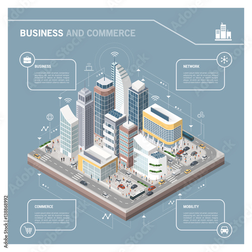 Isometric city with skyscrapers infographic