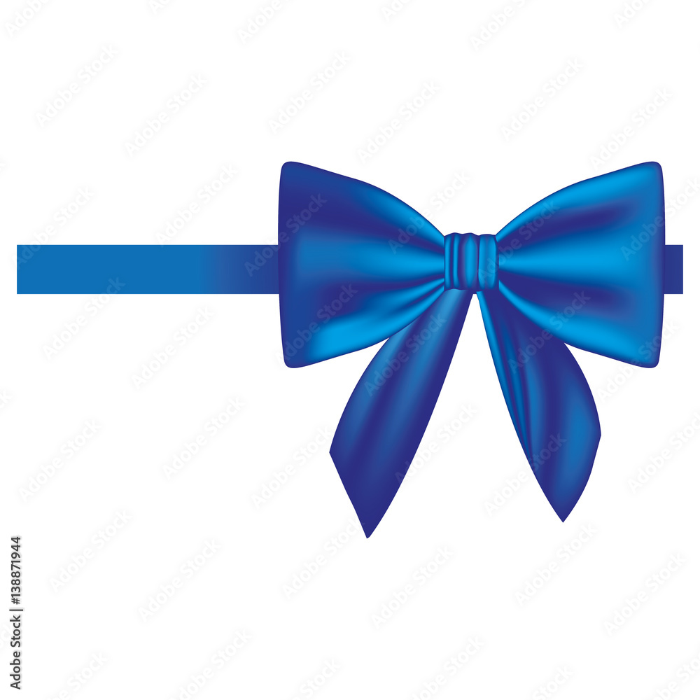satin blue ribbon and bow wrapping vector illustration Stock Vector