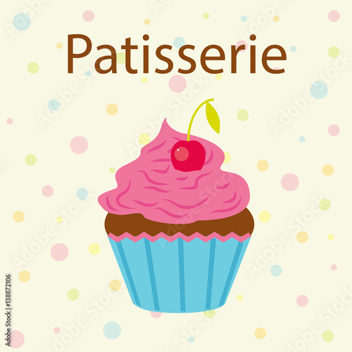Vector card with cake shop topic.