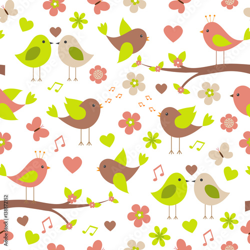 Vector seamless texture on the spring theme.