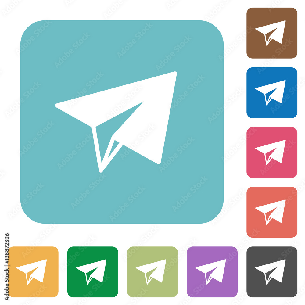 Paper plane rounded square flat icons Paper plane rounded square flat icons