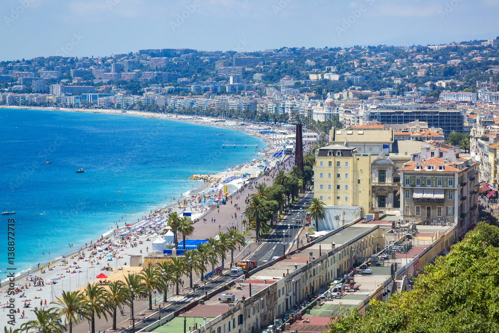 Beautiful city of Nice and the deep blue sea