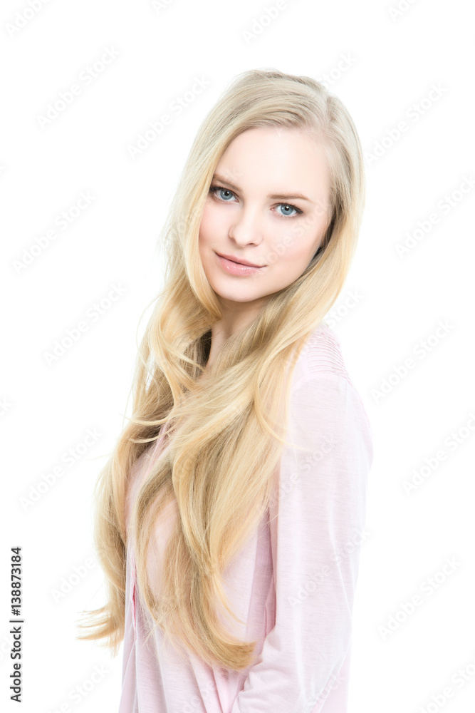 Portrait of a beautiful blonde isolated. Portrait of a beautiful blonde isolated.