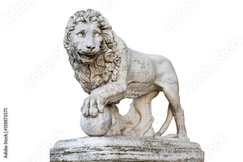 Lion Statue in Florence Italy Isolated on White