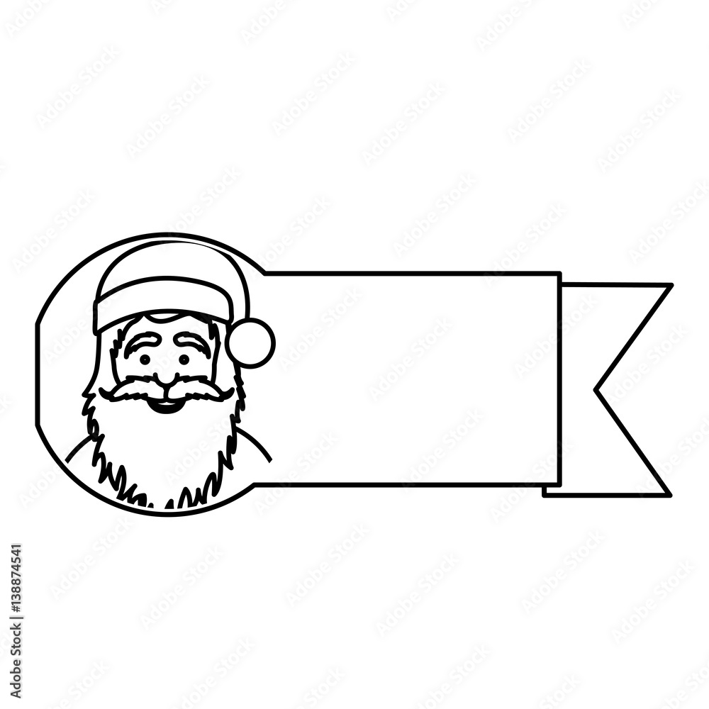 silhouette ribbon with face cartoon santa claus vector illustration silhouette ribbon with face cartoon santa claus vector illustration