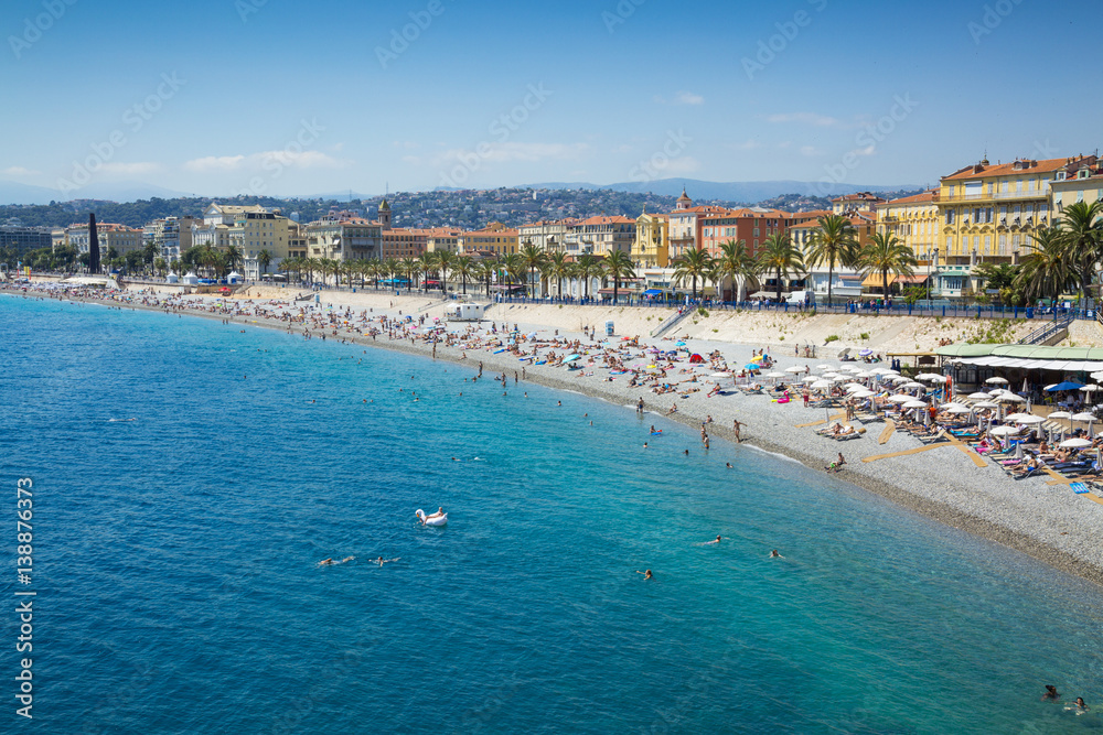 Azure water and the beach in Nice