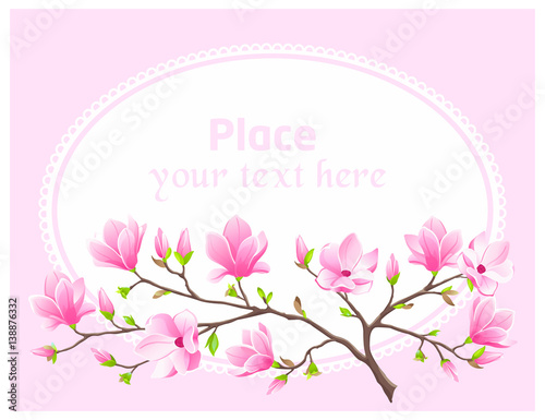 VECTOR eps 10. Magnolia flowers on the branch. For International women's day, 8 March