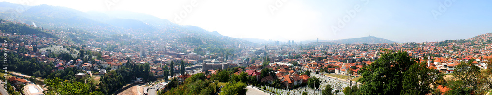 Panoramic view of Sarajevo, capital of Bosnia and Herzegovina. Photo is taken from The Yellow Fortress, in 2011.