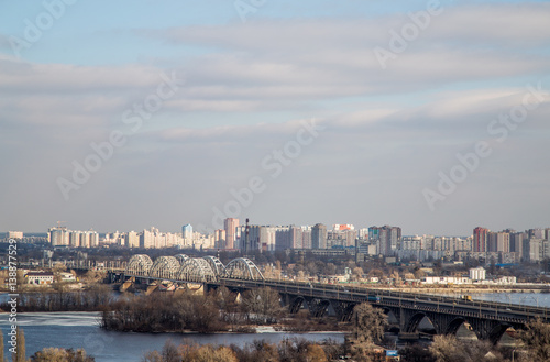 bird's-eye City bridge over the river