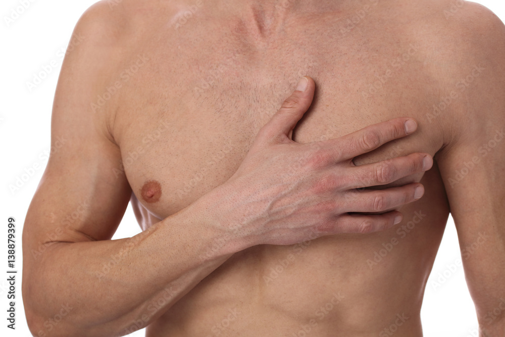 Close up of muscular male torso, chest and armpit hair removal. Male Waxing Close up of muscular male torso, chest and armpit hair removal. Male Waxing