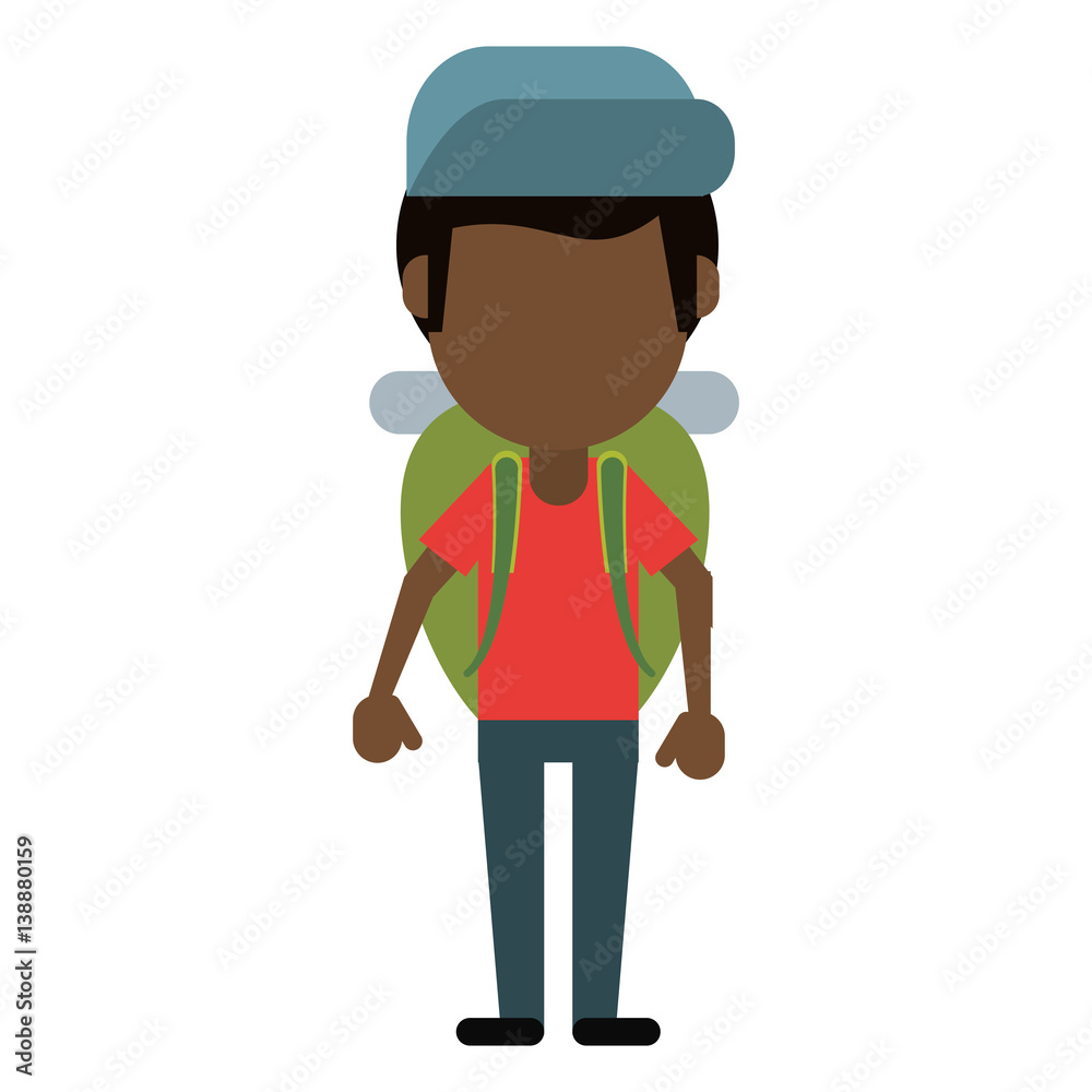afro american man backpack and cap vector illustration eps 10