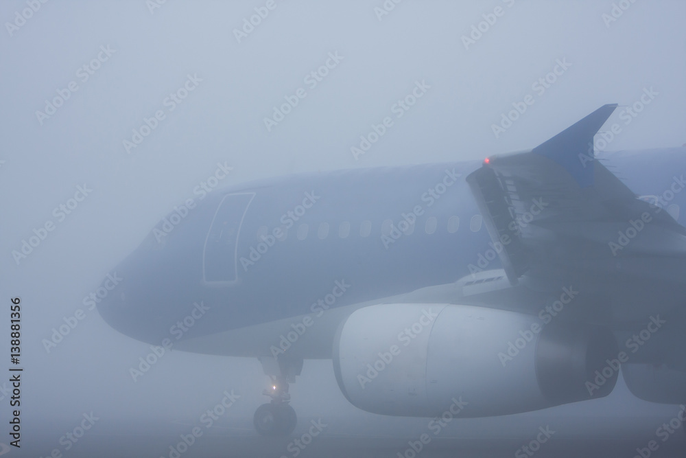 Fototapeta premium the plane in the fog