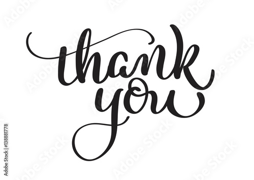 Thank you text isolated on white background. calligraphy and lettering