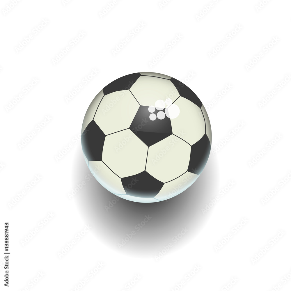 Cartoon soccer ball isolated white vector illustration
