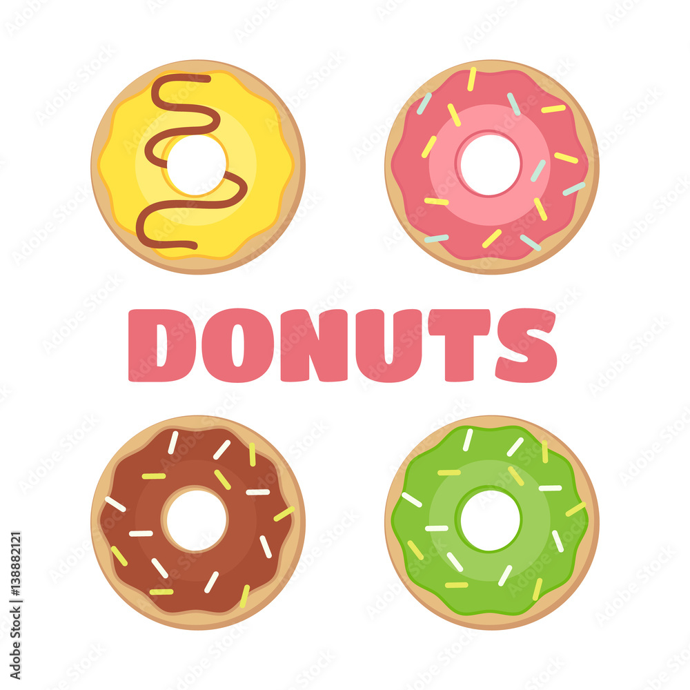Obraz premium Donut vector. Donuts flat illustration. Donuts isolated icon. Donut vector