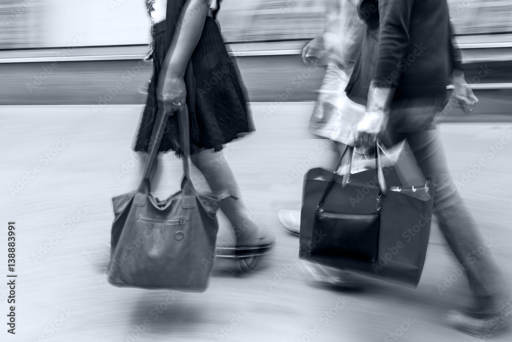 visit the shops in city in monochrome blue tonality