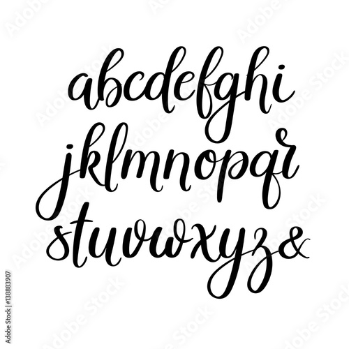 Handwritten Brush Letters. ABC. Modern Calligraphy. Hand Lettering Vector Alphabet photo