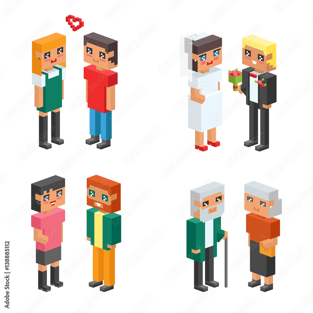 3d isometric family couple children kids people flat icons flirting love first date wedding parenting together vector square illustration man woman 3d isometric family couple children kids people flat icons flirting love first date wedding parenting together vector square illustration man woman