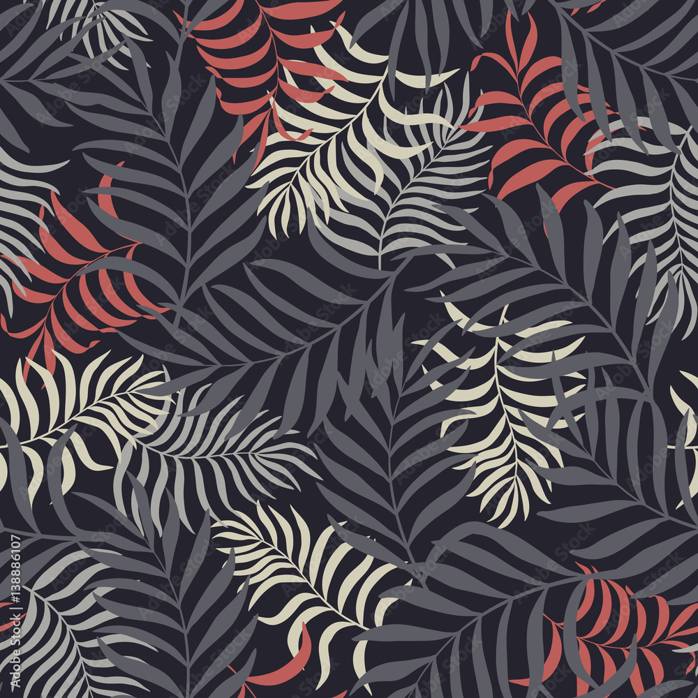 Tropical background with palm leaves. Seamless floral pattern Tropical background with palm leaves. Seamless floral pattern