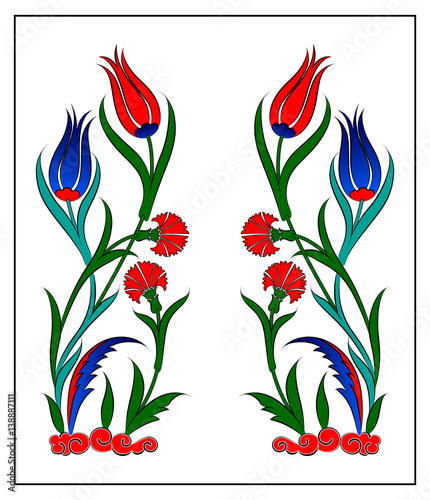 Osmanlı Çini Deseni. Seramik Baskı Türk Motifi
