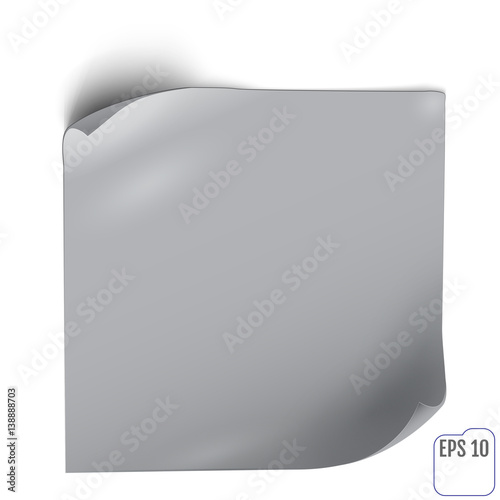 Paper sticker with shadow. Blank web banner or curl label on white background. Vector white post note for advertising design.