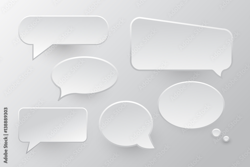 Vector set of isolated speech bubbles on the gray background. Vector set of isolated speech bubbles on the gray background.