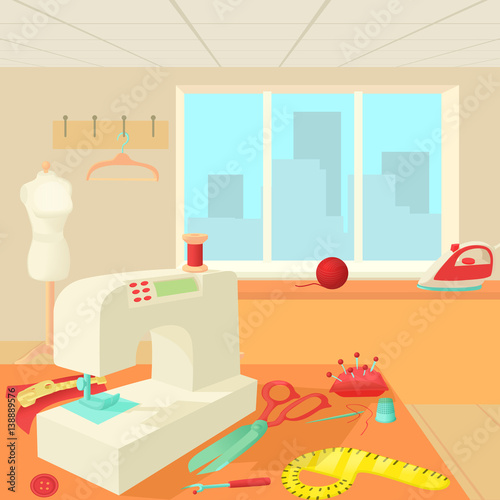 Tailor room concept, cartoon style © ylivdesign