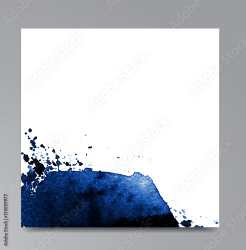 Blue colorful watercolor hand drawn stroke