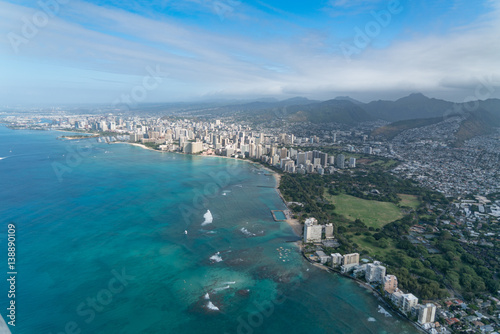 An Aerial View of Honolulu on the Island of Oahu, Hawaii